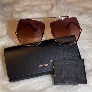 MaxMara Rose Gold Sunglasses with Black Case